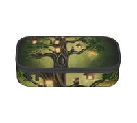 HEBSDFG Grande trousse à crayons avec imprimé chiot patriotique - Joli compartiment - Organiseur de bureau - Pour l'école, le bureau, le maquillage, les voyages, Oiseaux d'arbres mystérieux, One Size