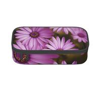 HEBSDFG Grande trousse à crayons avec imprimé chrysanthème violet avec compartiment mignon pour l'école, le bureau, le maquillage, les voyages, Noir , Taille unique, Cartable