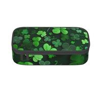 HEBSDFG Grande trousse à crayons avec imprimé feuilles de la Saint-Patrick - Joli compartiment - Organiseur de bureau - Pour l'école, le bureau, le maquillage, les voyages, Noir , Taille unique,
