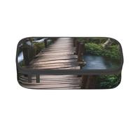 HEBSDFG Grande trousse à crayons avec imprimé pont en bois - Joli compartiment - Organiseur de bureau - Trousse de maquillage pour l'école, le bureau, le maquillage, les voyages, Noir , Taille unique,