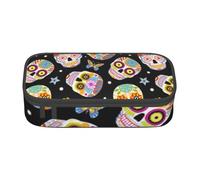 HEBSDFG Grande trousse à crayons avec imprimé tournesol - Joli compartiment - Organiseur de bureau - Trousse de maquillage pour l'école, le bureau, le maquillage, les voyages, Sugar Skulls Butterfly