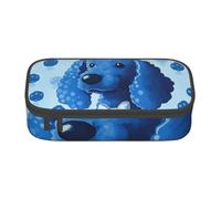 HEBSDFG Grande trousse à crayons avec motif caniche bleu à pois - Joli compartiment - Organiseur de bureau - Pour l'école, le bureau, le maquillage, les voyages, Noir , Taille unique, Cartable