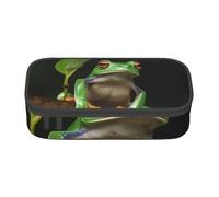 HEBSDFG Grande trousse à crayons avec motif grenouille d'arbre de la paix - Joli compartiment - Organiseur de bureau - Pour l'école, le bureau, le maquillage, les voyages, Noir , Taille unique,