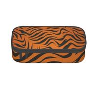 HEBSDFG Grande trousse à crayons avec motif imprimé tigre et rayures oranges - Joli compartiment - Organiseur de bureau - Pour l'école, le bureau, le maquillage, les voyages, Noir , Taille unique,