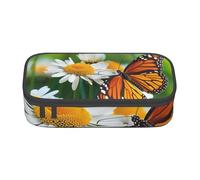 HEBSDFG Grande trousse à crayons avec motif papillon sur chrysanthème - Grand compartiment mignon - Organiseur de bureau - Pour l'école, le bureau, le maquillage, les voyages, Noir , Taille unique,