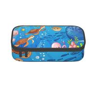 HEBSDFG Grande trousse à crayons blanche avec motif paon - Joli compartiment - Organiseur de bureau - Trousse de maquillage pour l'école, le bureau, le maquillage, les voyages, Dauphin du monde