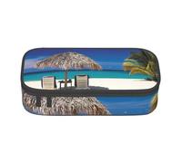 HEBSDFG Grande trousse à crayons imprimé léopard avec compartiment mignon pour l'école, le bureau, le maquillage, les voyages, Jamaica Beach, One Size, Cartable