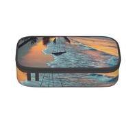 HEBSDFG Grande trousse à crayons imprimée cool avec compartiment mignon pour l'école, le bureau, le maquillage, les voyages, Coco Beach Sunset Hamac, One Size, Cartable
