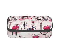HEBSDFG Grande trousse à crayons imprimée cool avec compartiment mignon pour l'école, le bureau, le maquillage, les voyages, Paysage urbain Paris Tour Eiffel France, One Size, Cartable