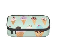 HEBSDFG Grande trousse à crayons imprimée drapeau de l'Italie - Joli compartiment - Organiseur de bureau - Trousse de maquillage pour l'école, le bureau, le maquillage, les voyages, Cônes de glace