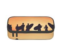 HEBSDFG Grande trousse à crayons imprimée Silhouette de Surfer People - Joli compartiment - Organiseur de bureau - Pour l'école, le bureau, le maquillage, les voyages, Noir , Taille unique, Cartable