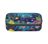 HEBSDFG Grande trousse à crayons imprimée Snow Street - Joli compartiment - Organiseur de bureau - Pour l'école, le bureau, le maquillage, les voyages, Le monde sous-marin des poissons tropicaux, One