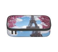 HEBSDFG Grande trousse à crayons imprimée terrazzo blanche avec joli compartiment pour bureau, école, bureau, maquillage, voyage, Style Tour Eiffel Paris, One Size, Cartable