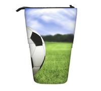 HEBSDFG Grande trousse à crayons rétractable avec imprimé plage tropicale et bord de mer - Pour l'école, le bureau, les voyages, Fond ballon de football, One Size, Cartable