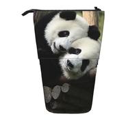 HEBSDFG Grande trousse à crayons rétractable avec motif de jeu de gymnastique - Pour l'école, le bureau, les voyages, Deux grands pandas., One Size, Cartable