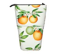 HEBSDFG Grande trousse à crayons rétractable en bois texturé avec impression de papier peint pour l'école, le bureau, les voyages, Fleurs jaunes et orangers, One Size, Cartable