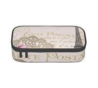 HEBSDFG Grande trousse à crayons romantique avec imprimé ballon en forme de cœur - Joli compartiment - Organiseur de bureau - Pour l'école, le bureau, le maquillage, les voyages, Tour de Paris