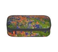 HEBSDFG Grande trousse à crayons Tower Paris imprimée - Joli compartiment - Organiseur de bureau - Trousse de maquillage pour l'école, le bureau, le maquillage, les voyages, Texas Bluebonnets Paysage