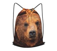 HEBSDFG Grizzly Bear Sac à dos avec cordon de serrage pour homme et femme - Sac à dos réglable pour le sport, la gym, le shopping, la plage, Noir , M, Sac à dos daypack