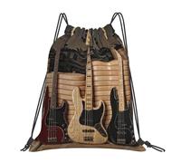 HEBSDFG Hammerhead Sharks Sac à dos de sport léger et réutilisable avec cordon de serrage pour femme, Guitare basse, instruments de musique, One Size, Sac à dos de voyage