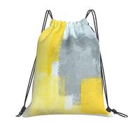 HEBSDFG Hammerhead Sharks Sac à dos de sport léger et réutilisable avec cordon de serrage pour femme, Peinture d'art abstraite grise et jaune., One Size, Sac à dos de voyage