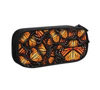 HEBSDFG Heaps of Orange Monarch Butterflies Trousse à crayons pour garçons et filles Noir Haute capacité Trousse de voyage Organiseur de maquillage pour étudiants, école, collège et bureau, Noir , One
