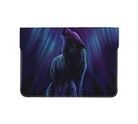 HEBSDFG Housse en cuir pour ordinateur portable de 13", motif éléphant gris 3D, fin, résistant aux chocs, pour le bureau, l'école, les voyages, Loups Howl In The Northern Lights, Taille unique