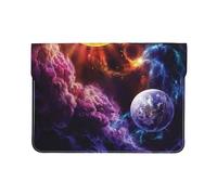 HEBSDFG Housse en cuir pour ordinateur portable de 13", motif libellule violette, design fin et résistant aux chocs pour le bureau, l'école, les voyages, Motif planète., Taille unique