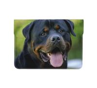 HEBSDFG Housse en cuir pour ordinateur portable de 13 pouces, motif requins nautiques, fin, résistant aux chocs, pour le bureau, l'école, les voyages, Papier peint Rottweiler, Taille unique