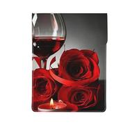HEBSDFG Housse pour ordinateur portable 13" en cuir avec imprimé rose vin rouge et bougie - Housse fine antichoc pour ordinateur portable de bureau, école, voyage, Rose et bougie vin rouge 2, Taille