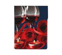 HEBSDFG Housse pour ordinateur portable 13" en cuir avec imprimé rose vin rouge et bougie - Housse fine antichoc pour ordinateur portable de bureau, école, voyage, Rose et bougie vin rouge 1, Taille