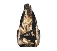 HEBSDFG Hunter Sac à dos à bandoulière avec fermeture éclair pour l'école, les voyages et le travail Vert, Berger allemand, One Size, Sac à dos en bandoulière
