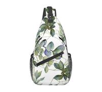 HEBSDFG Hunter Sac à dos à bandoulière avec fermeture éclair pour l'école, les voyages et le travail Vert, Feuilles d'eucalyptus vertes, One Size, Sac à dos en bandoulière