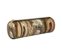 HEBSDFG Italian Street Prints Trousse ronde en cuir PVC avec fermeture éclair pour l'école, le bureau, les voyages Cadeau élégant, blanc, Taille unique, Cartable