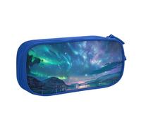 HEBSDFG Jolie trousse à crayons avec imprimé aurores boréales pour garçons et filles - Trousse de voyage noire haute capacité pour étudiants, école, université, bureau, bleu, Taille unique, Cartable