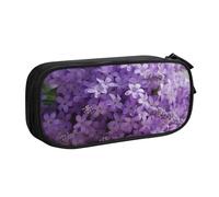 HEBSDFG Jolie trousse à crayons avec imprimé bouquet de lavande pour garçons et filles - Trousse de voyage noire haute capacité pour étudiants, école, université, bureau, Noir , Taille unique