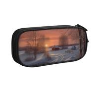HEBSDFG Jolie trousse à crayons avec imprimé coucher de soleil d'hiver pour garçons et filles - Trousse de voyage noire haute capacité pour étudiants, école, université, bureau, Noir , Taille unique