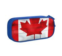 HEBSDFG Jolie trousse à crayons avec imprimé drapeau canadien pour garçons et filles - Trousse de voyage noire haute capacité pour étudiants, école, collège, bureau, bleu, Taille unique, Cartable