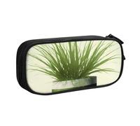 HEBSDFG Jolie trousse à crayons avec imprimé feuille d'herbe pour garçons et filles - Trousse de voyage noire haute capacité pour étudiants, école, université, bureau, Noir , Taille unique, Cartable