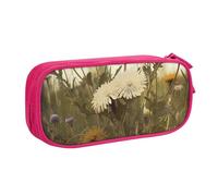 HEBSDFG Jolie trousse à crayons avec imprimé fleurs sauvages pour garçons et filles - Trousse de voyage noire haute capacité pour étudiants, école, université, bureau, rose, Taille unique, Cartable