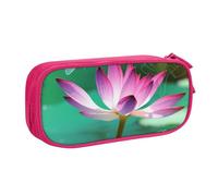 HEBSDFG Jolie trousse à crayons avec imprimé lotus et libellule pour garçons et filles - Trousse de voyage noire haute capacité pour étudiants, école, université, bureau, rose, Taille unique, Cartable