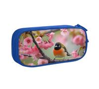HEBSDFG Jolie trousse à crayons avec imprimé oiseau dans un pêcher pour garçons et filles - Trousse de voyage noire haute capacité pour étudiants, école, université, bureau, bleu, Taille unique