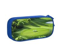 HEBSDFG Jolie trousse à crayons avec imprimé parcours de golf pour garçons et filles - Trousse de voyage noire haute capacité pour étudiants, école, université, bureau, bleu, Taille unique, Cartable