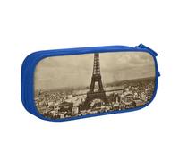 HEBSDFG Jolie trousse à crayons avec imprimé Paris Tour Eiffel pour garçons et filles, noir, haute capacité, trousse de maquillage pour étudiants, école, université, bureau, bleu, One Size, Cartable