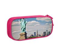 HEBSDFG Jolie trousse à crayons avec imprimé statue de la Liberté à New York pour garçons et filles - Trousse de voyage noire haute capacité pour étudiants, école, collège, bureau, rose, Taille unique