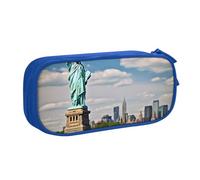 HEBSDFG Jolie trousse à crayons avec imprimé statue de la Liberté à New York pour garçons et filles - Trousse de voyage noire haute capacité pour étudiants, école, collège, bureau, bleu, Taille unique