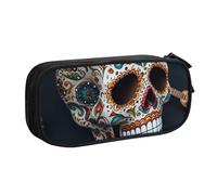 HEBSDFG Jolie trousse à crayons mexicaine avec imprimé tête de mort pour garçons et filles - Trousse de voyage noire haute capacité pour étudiants, école, université, bureau, Noir , Taille unique