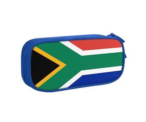 HEBSDFG Jolie trousse à crayons noire haute capacité avec imprimé drapeau de l'Afrique du Sud pour garçons et filles, trousse de maquillage pour étudiants, école, université, bureau, bleu, One Size