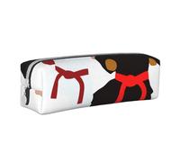HEBSDFG Karate Boy Vector Trousse à crayons en cuir avec imprimé de couleurs changeantes et pochette à cosmétiques, organiseur minimaliste à fermeture éclair pour l'école, le bureau, les voyages,