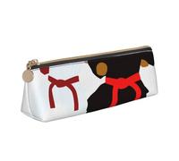 HEBSDFG Karate Boy Vector Trousse à crayons triangulaire en cuir PVC avec fermeture éclair pour l'école, le bureau, les voyages, blanc, Taille unique, Cartable